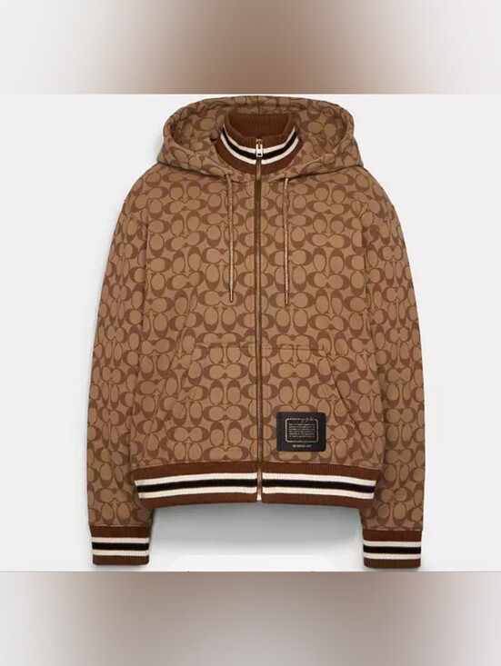 Coach Jackets & Blazers - Coach x Jennifer Lopez Full Zip Logo Hoodie Jacket Signature Cotton Women M
